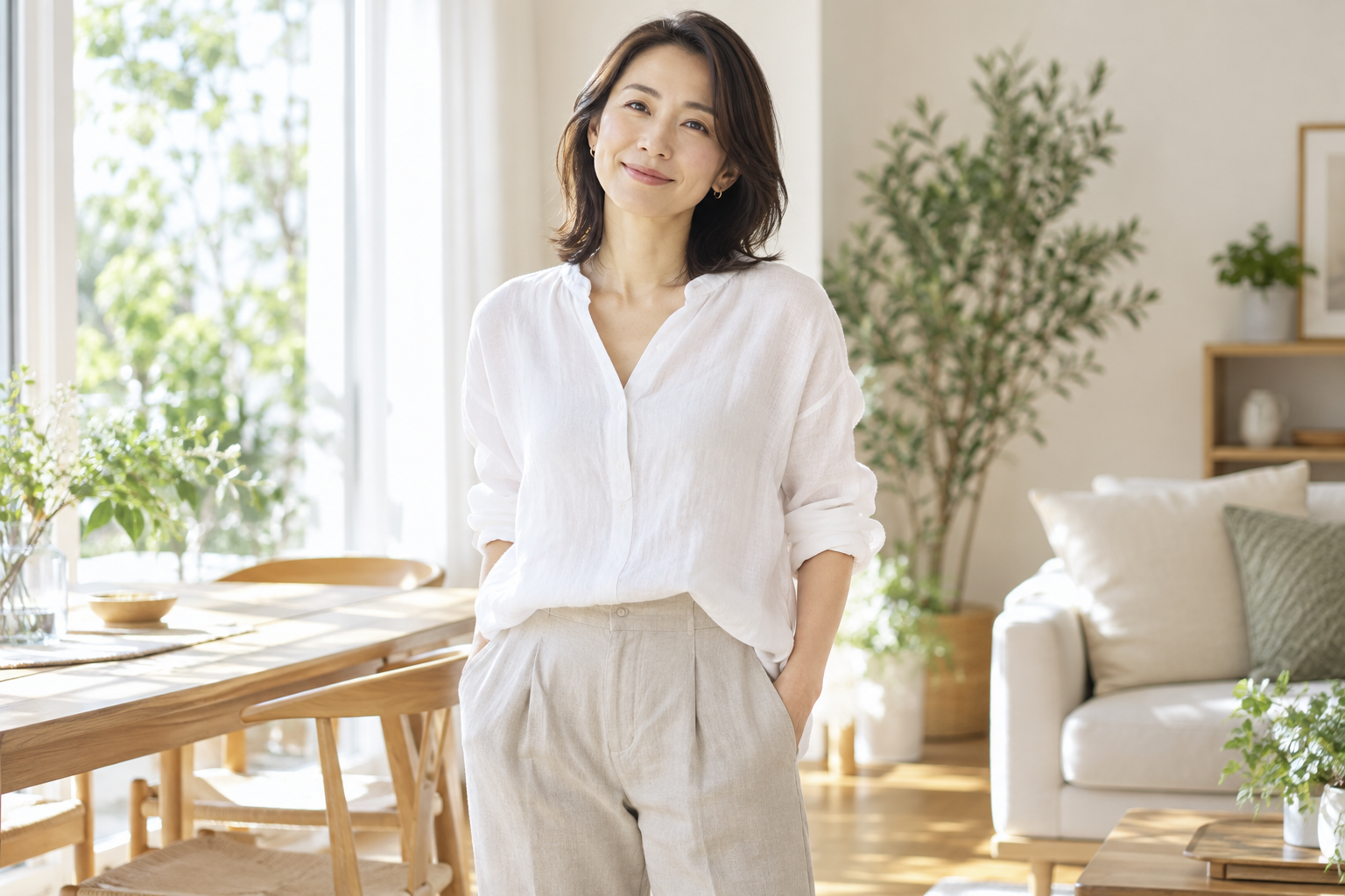 白いシャツを着た女性