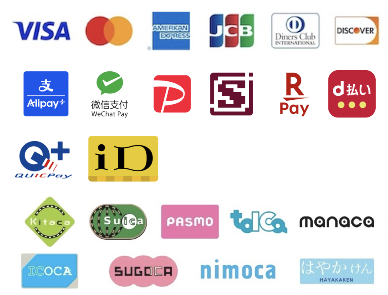 対応する支払い方法:クレジットカード、コード決済、電子マネー、交通系IC